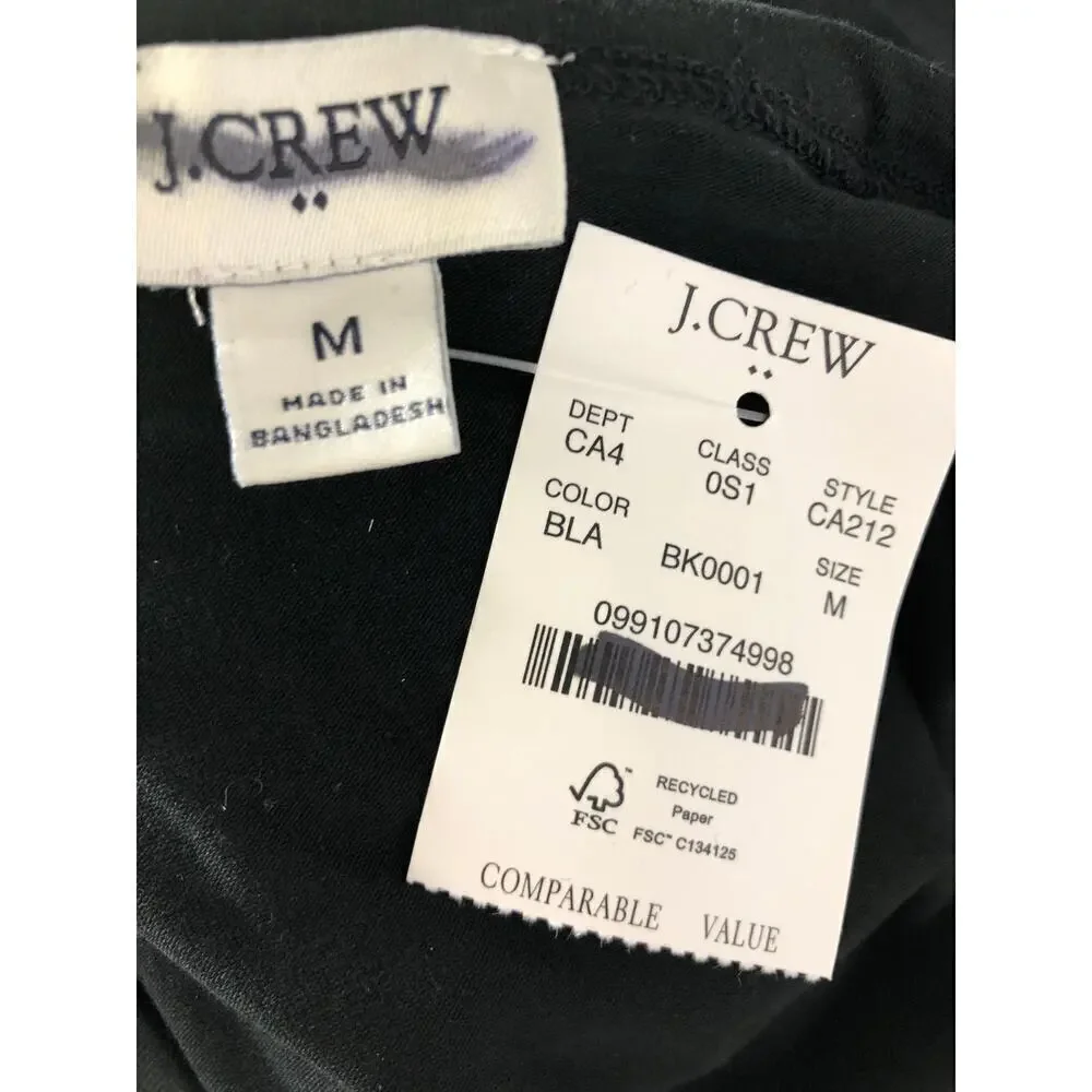 J. Crew Factory Dress High-Neck Mix-Knit Sleeveless A-Line Midi Black NWT M